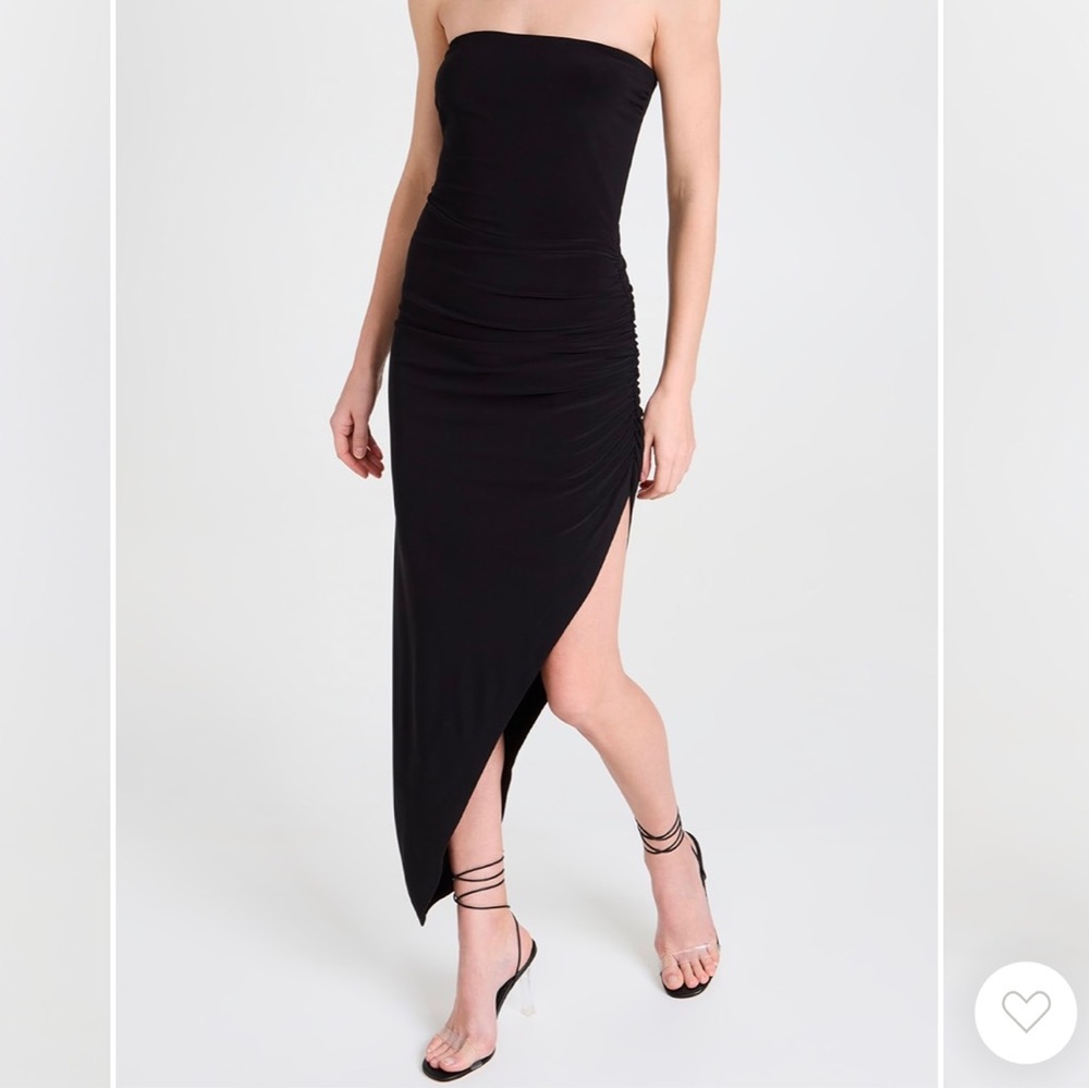 Norma Kamali Strapless Side Drape Gown